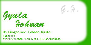 gyula hohman business card